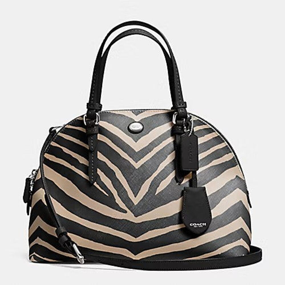 Coach  Zebra Stripe Satchel Handbag - One Size